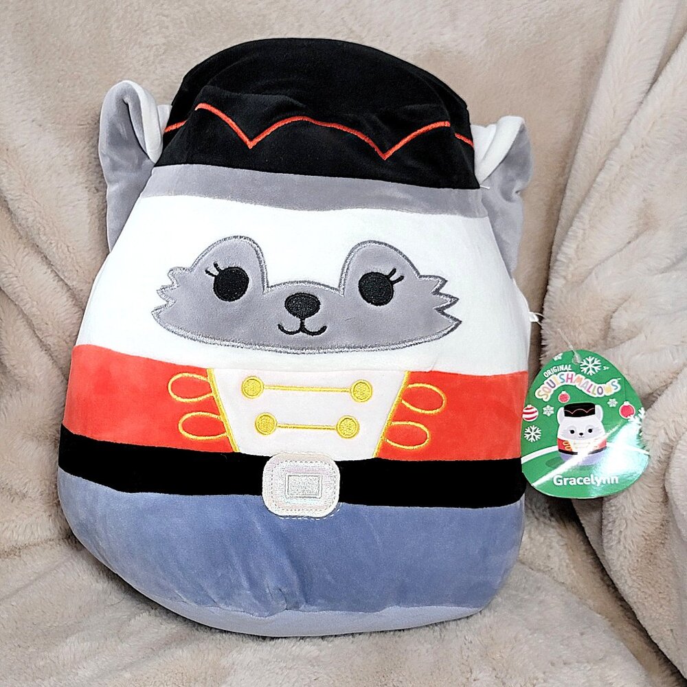 Cute NEW 13” Winter Fox Gracelynn Nutcracker Uniform SQUISHMALLOW 2023 Kelly Toy
